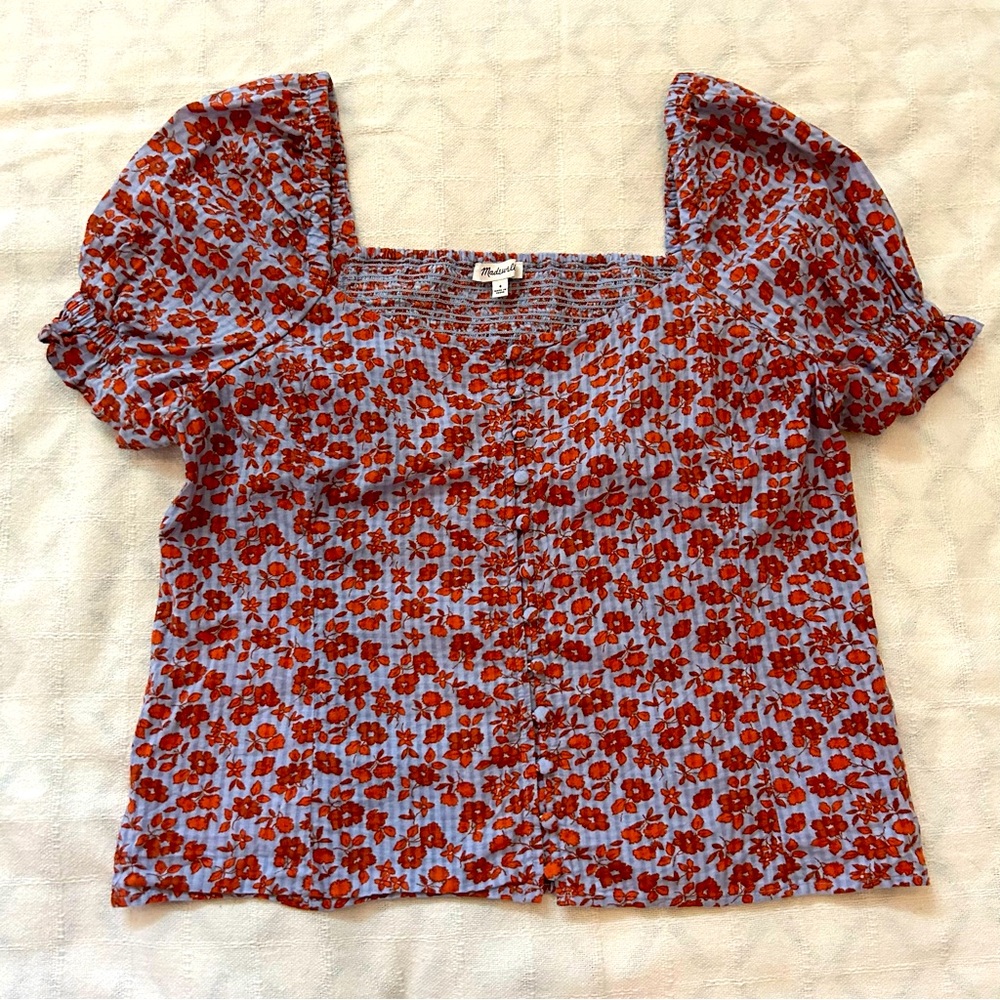 MADEWELL PRINTED SHORT SLEEVE BLOUSE